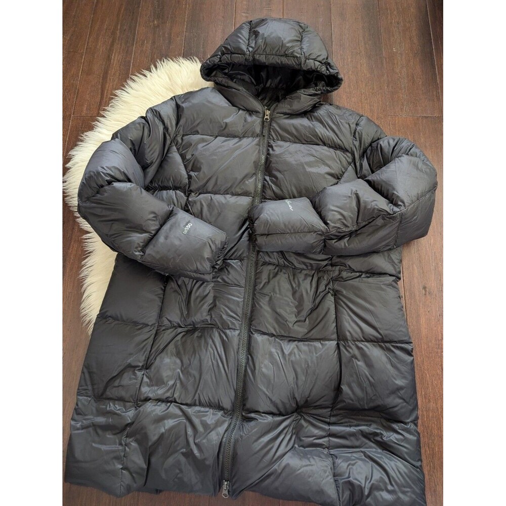 Eddie Bauer Luna Peak Parka Long Hooded Puffer Coat Black XXL 550 Fill